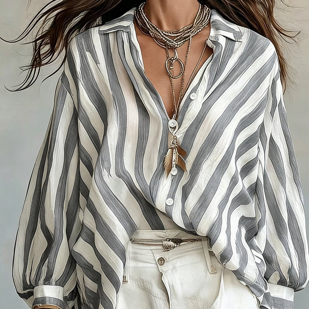 Retro Striped Long Sleeve Shirt