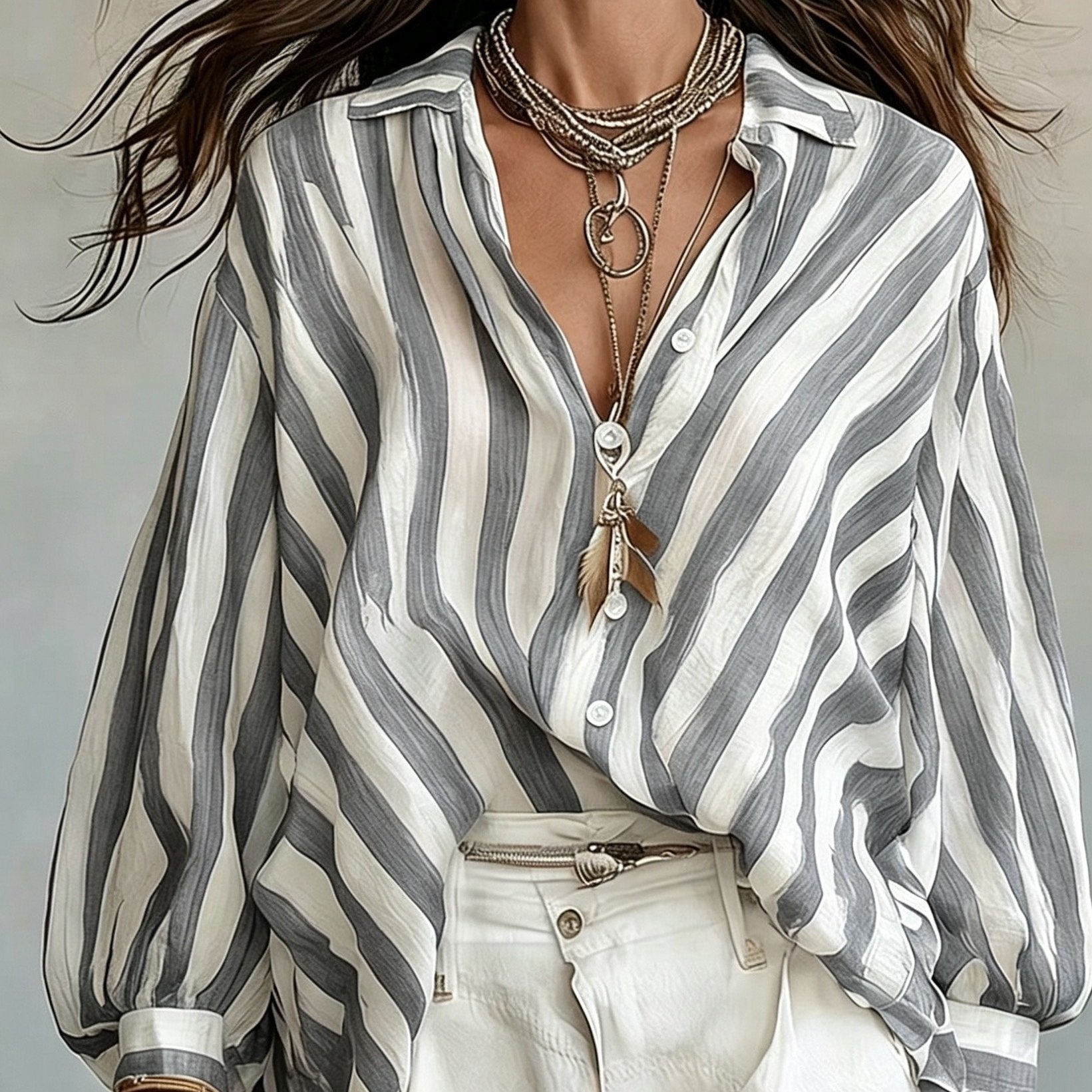 Retro Striped Long Sleeve Shirt