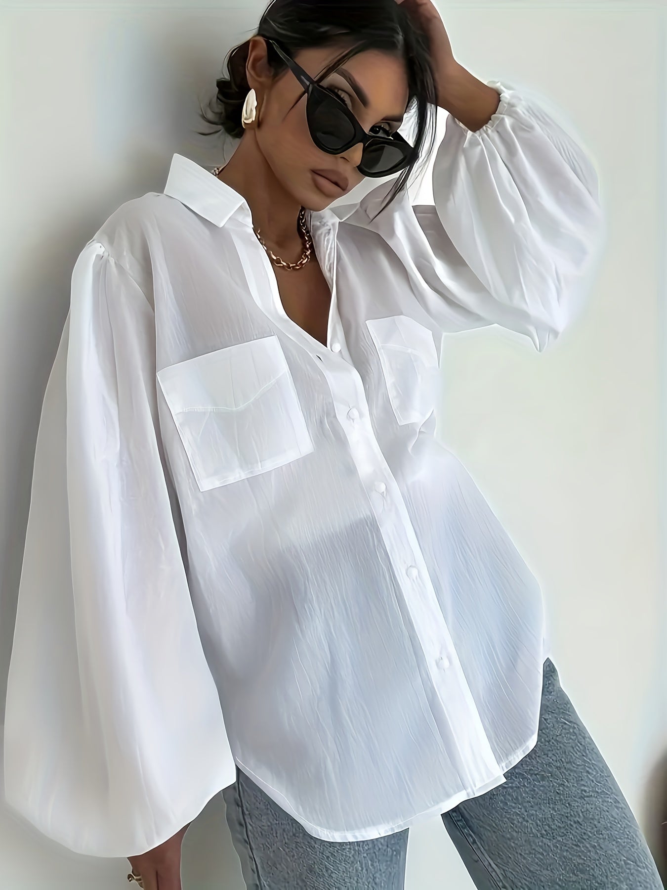 Elegant SemiSheer Button Shirt Summer Comfort