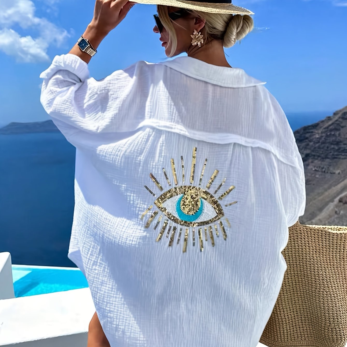 Eyelet Back Long Sleeve Shirt