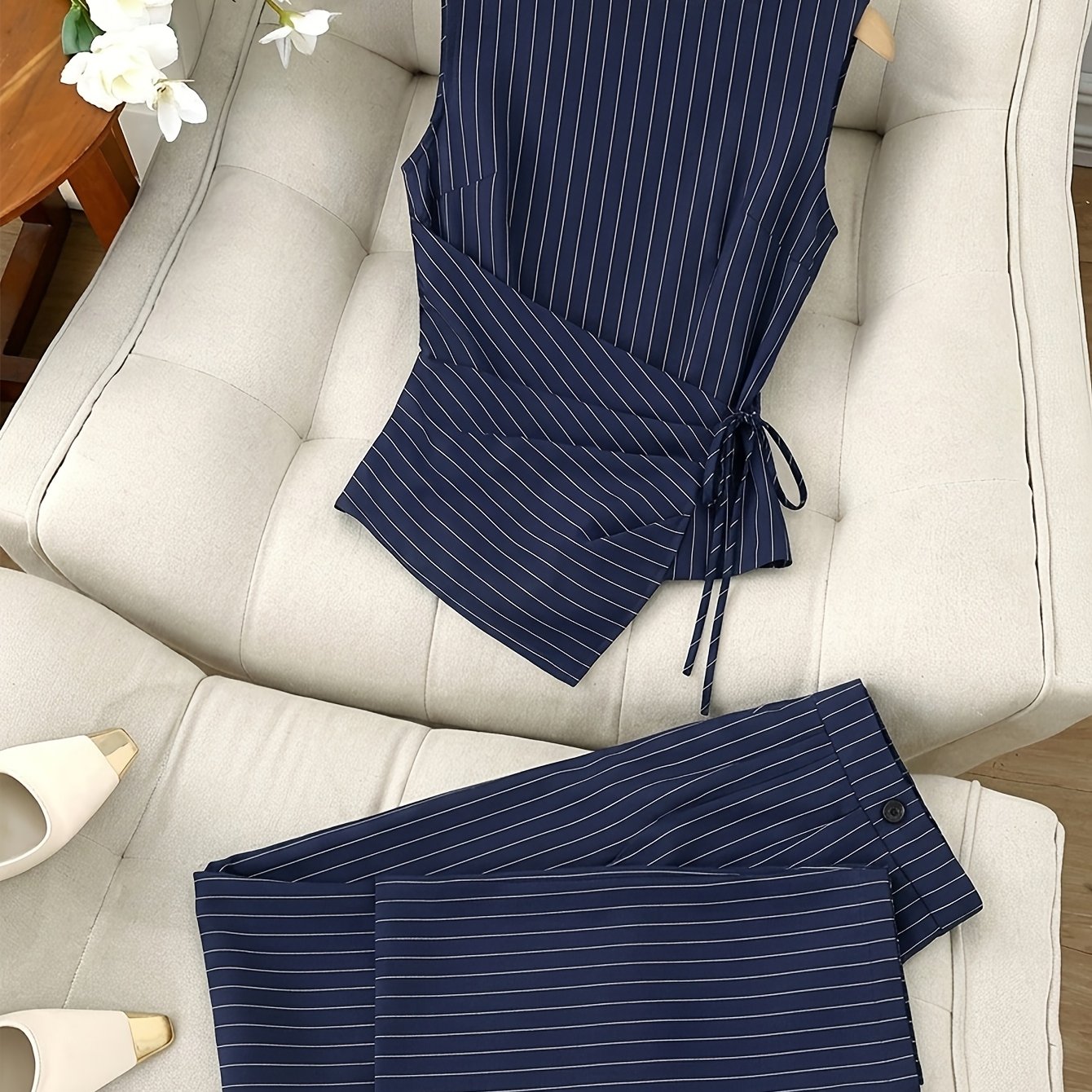 Striped Two-Piece Wide-Leg Set