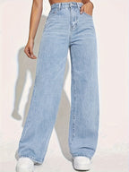 Pair of blue denim long pants from 64b136-1e bottoms collection, featuring classic fit and sturdy denim fabric.