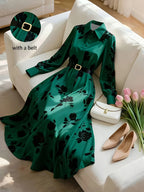 French floral belted maxi dress by 64b136-1e featuring a flowing silhouette with a floral print and waist tie detail.