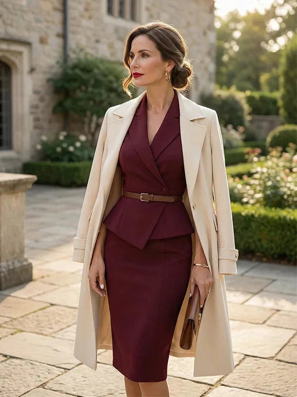Scarlett | Tailored Waist Blazer Skirt Suit Set