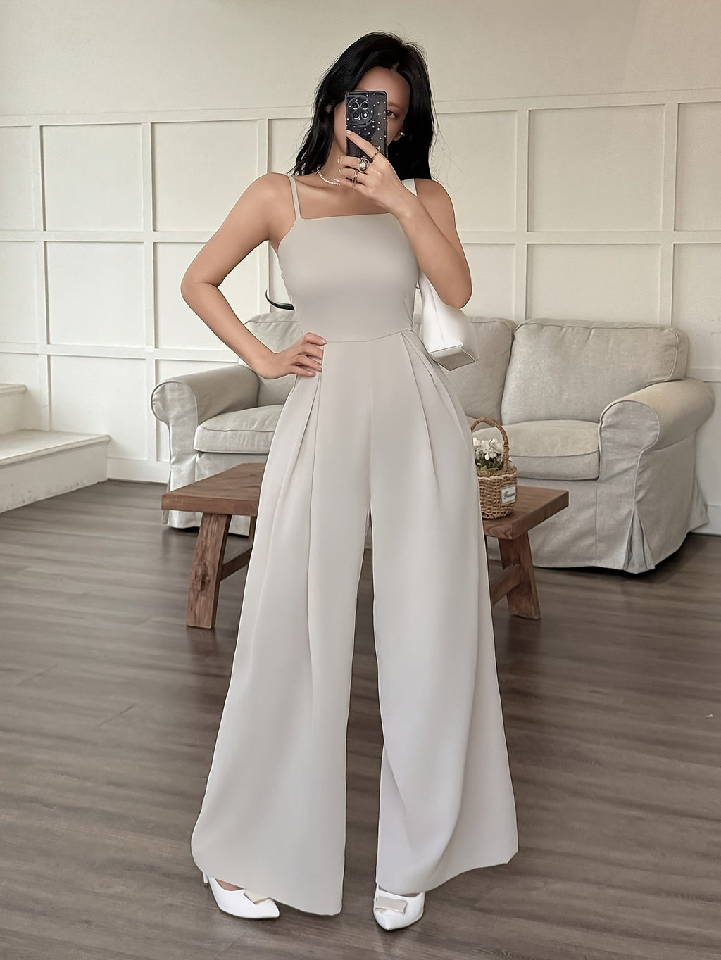 Ruched Wide-Leg Pants