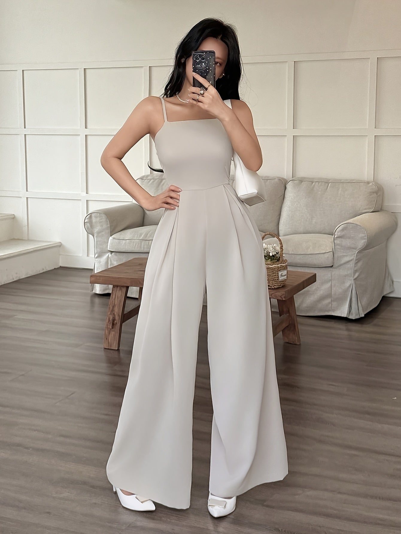 Ruched Wide-Leg Pants