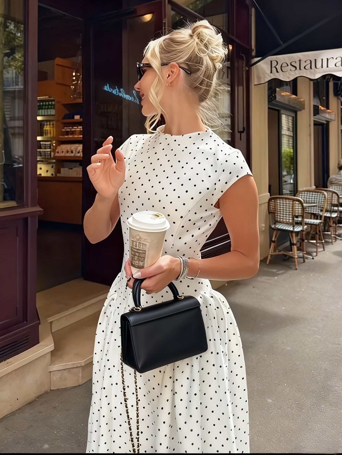 Polka Dot French Maxi Dress