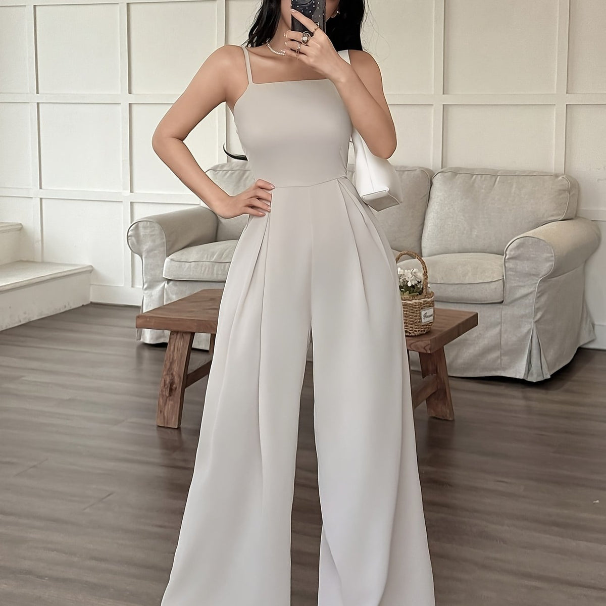 Ruched Wide-Leg Pants