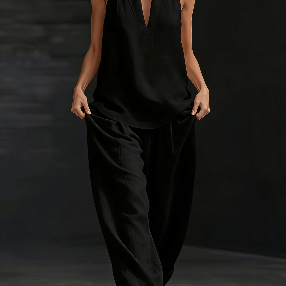 Linen Top & Wide-Leg Pants Set