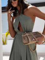 Wide Leg Cutout Halter Neck Jumpsuit