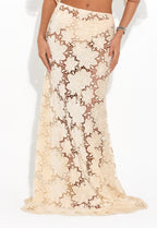 AMIRA FLORAL MAXI SKIRT - BEIGE