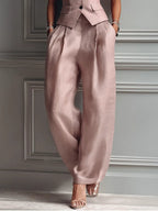 Lily | Linen Vest Wide-Leg Pants Set