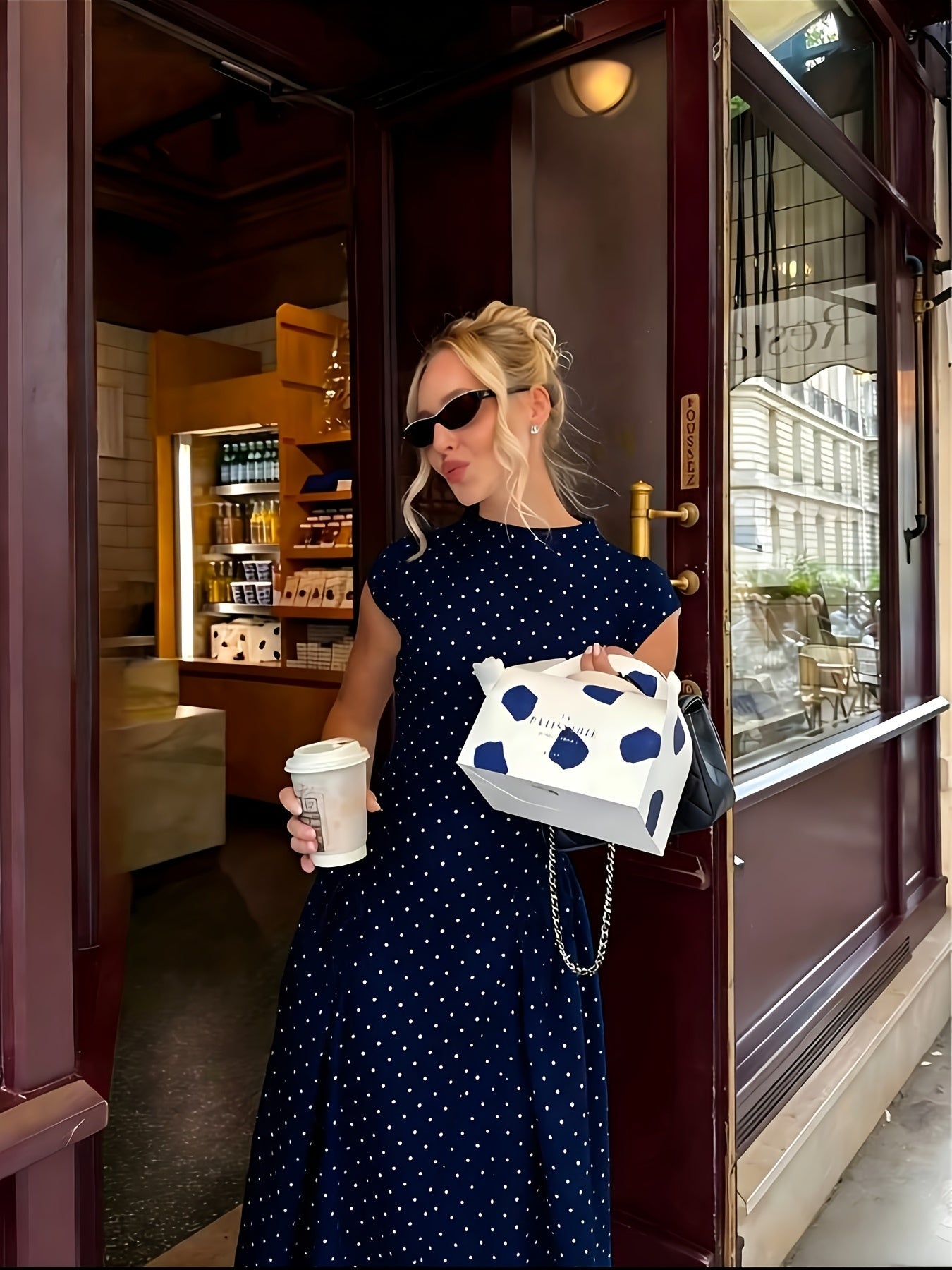 Polka Dot French Maxi Dress