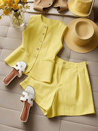Two-piece vest and shorts set from 64b136-1e featuring a stylish sleeveless vest and matching shorts, perfect for casual wear.