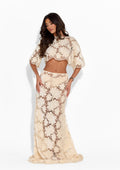 AMIRA FLORAL MAXI SKIRT - BEIGE