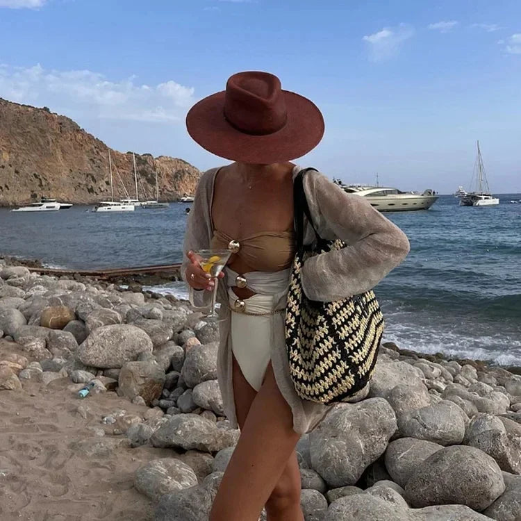 One Piece Swimsuit and Sarong Bikini Set