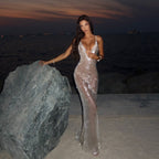Anastelle White Sequin Maxi Dress