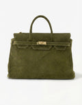 Army Groene Suede Grote Gouden Detail - Tas