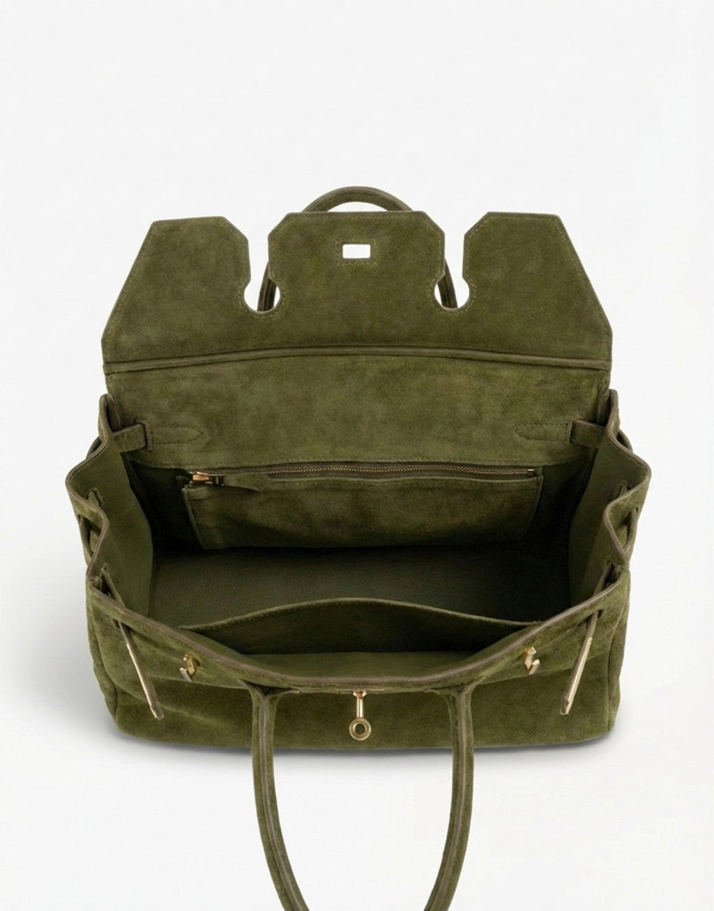 Army Groene Suede Grote Gouden Detail - Tas