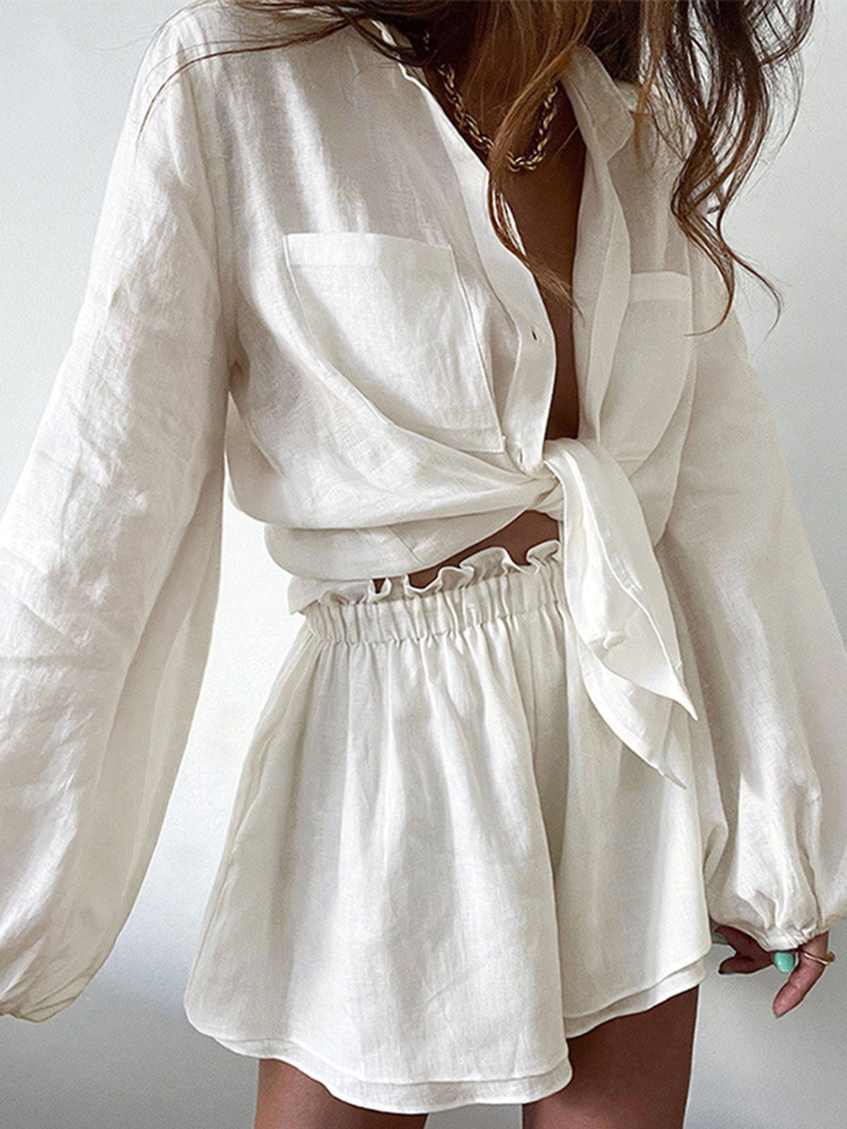 Aegean Linen Two Piece Double Lined Shorts Set