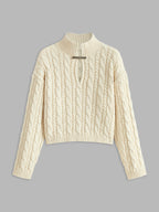 Cotton Keyhole Neckline Knit Top