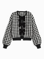 Velvet-Bow Lantern Sleeve Sweater