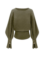 Bell Sleeve Cinched Sweatshirt