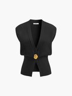 V-Neck Buttoned Detail Sweater Vest