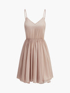 "LISA" Semi-Sheer Chiffon Ruffle Dress With Outer Cape