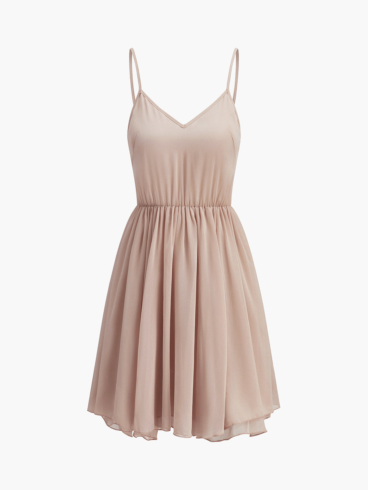 "LISA" Semi-Sheer Chiffon Ruffle Dress With Outer Cape