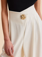 Embellished High-Waist Wide-Leg Pants