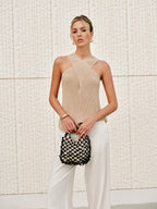 Halter Cross-Over Collar Tank Top