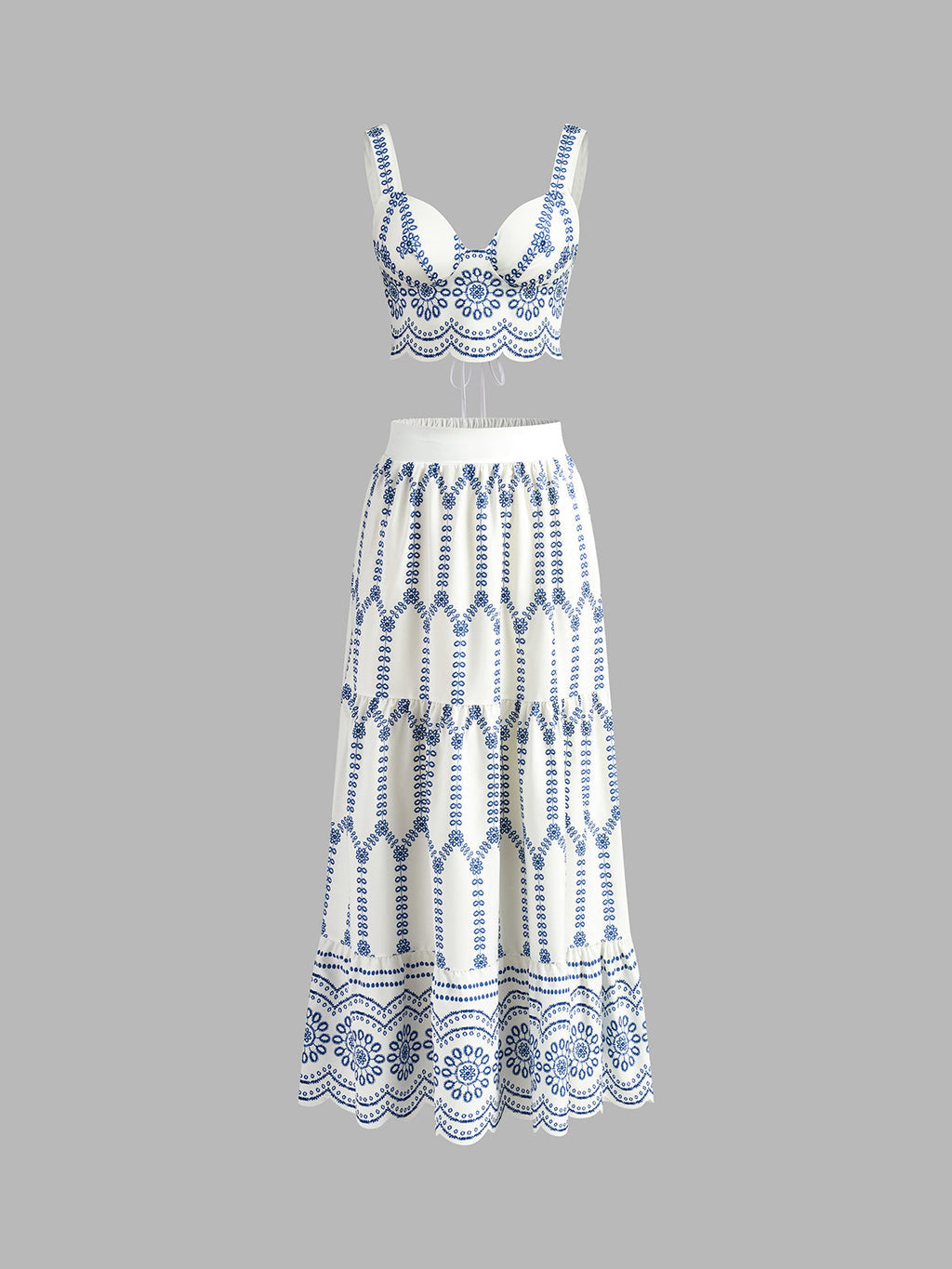Printed Sleeveless Tie Back Skirt Set
