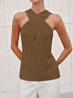 Halter Cross-Over Collar Tank Top