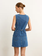 Sleeveless Denim Skirt Set