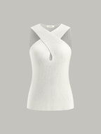 Halter Cross-Over Collar Tank Top