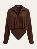 Satin Collared Long Sleeve Bodysuit