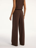 Pinstripe Sleeveless Top and Pants Set with Belt