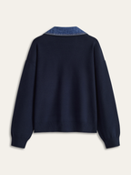 Denim Collar V-Neck Sweater