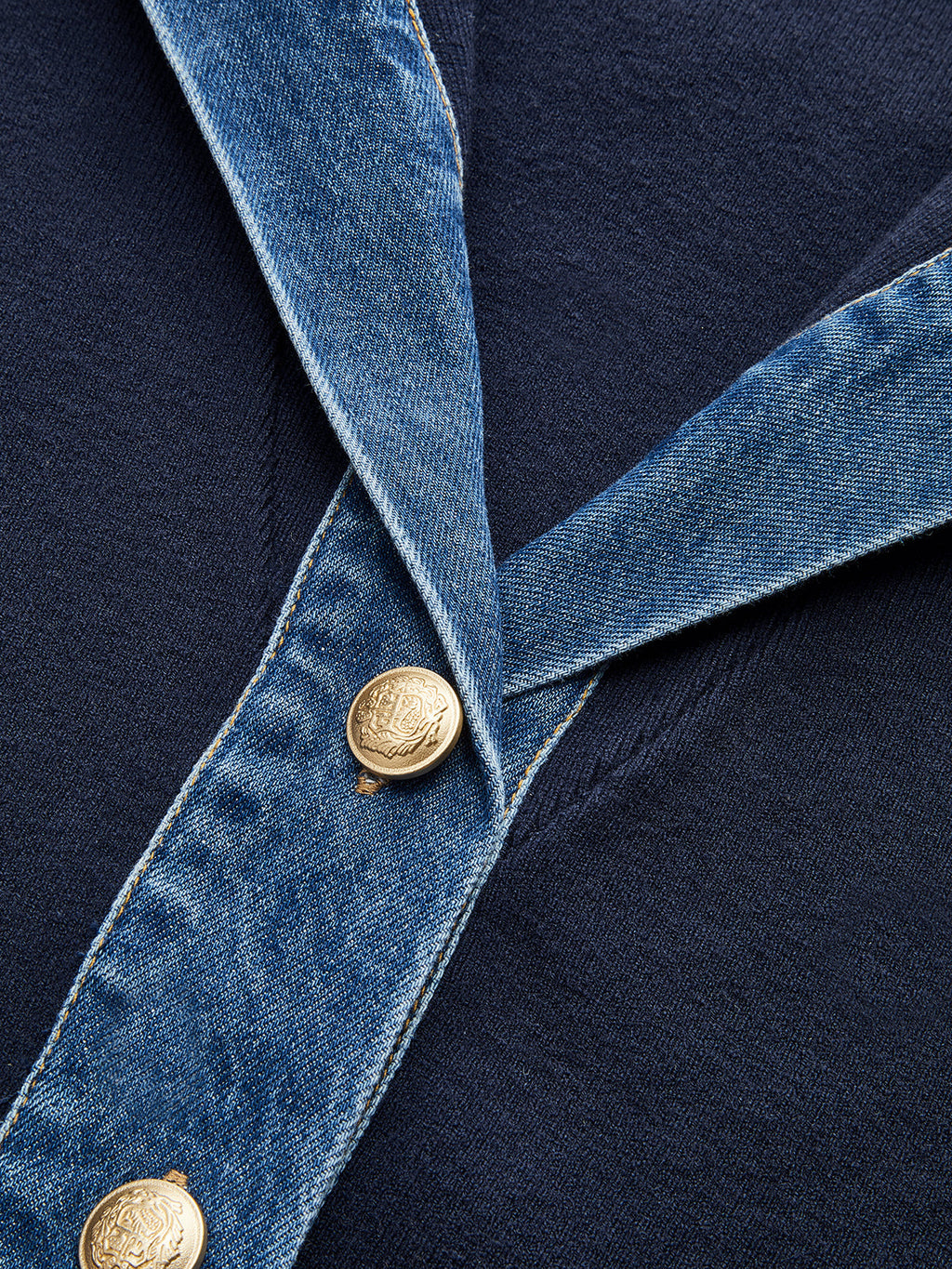 Sailor Collar Denim Trim Knit Outerwear