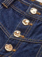 Mid-Waist Wide-Leg Button Front Jeans