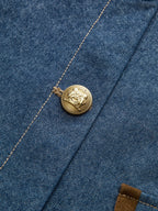 Metal Button Suede Collar Denim Jacket