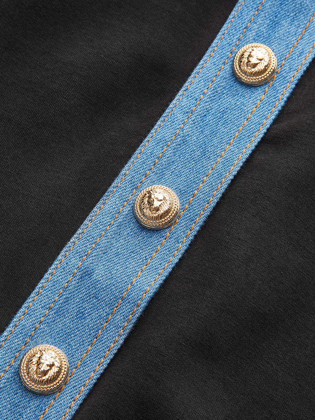 Denim Trim Buttoned Sweater
