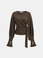 Twist Knot Balloon Sleeve Sweatshirt