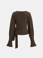 Twist Knot Balloon Sleeve Sweatshirt
