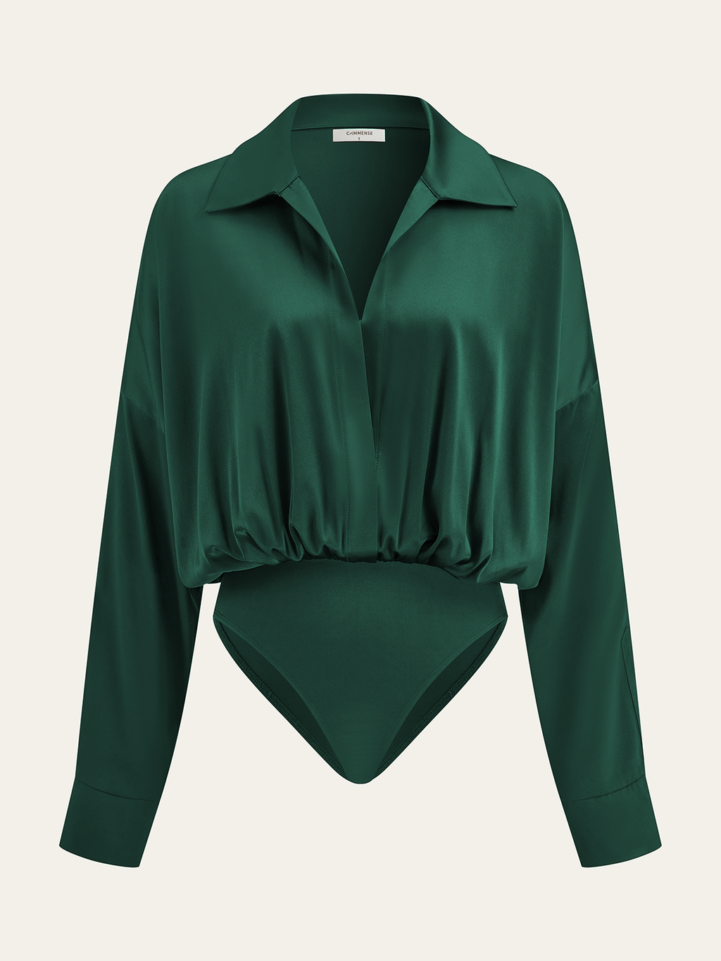 Satin Collared Long Sleeve Bodysuit