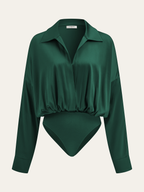 Satin Collared Long Sleeve Bodysuit