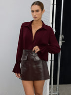 Pleated Bell Sleeve Shirt