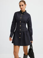Denim Metal Button Shirt Dress