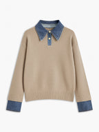 2 in 1 Panel Lapel Sweater